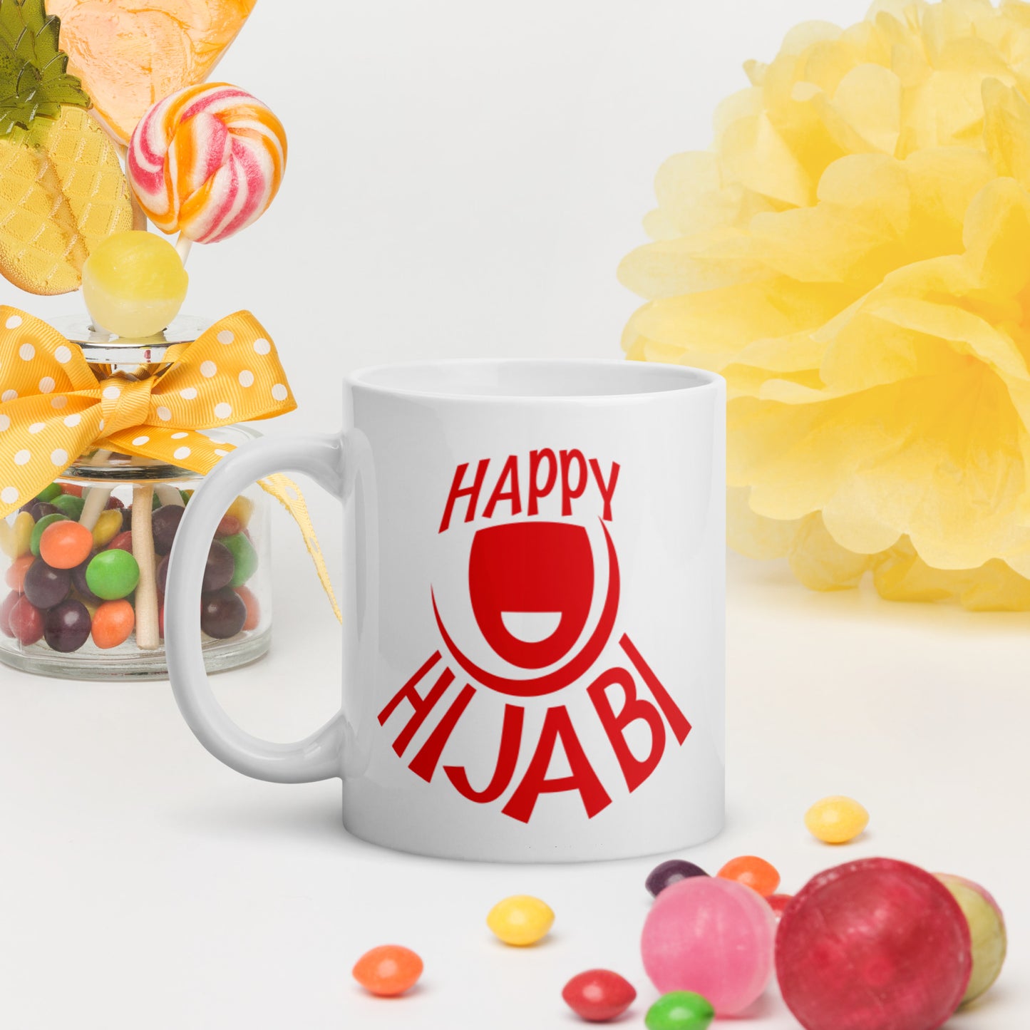 Happy Hijabi - White glossy mug